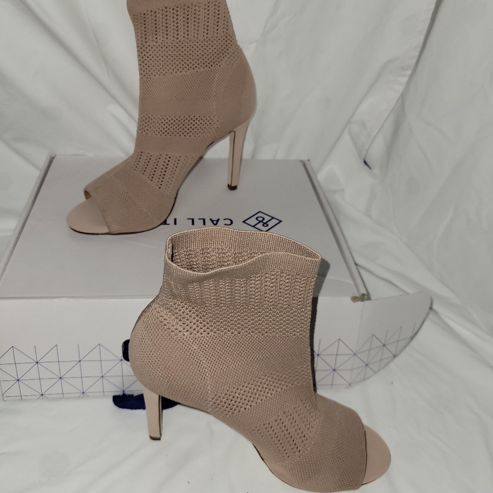 Nude heel booties